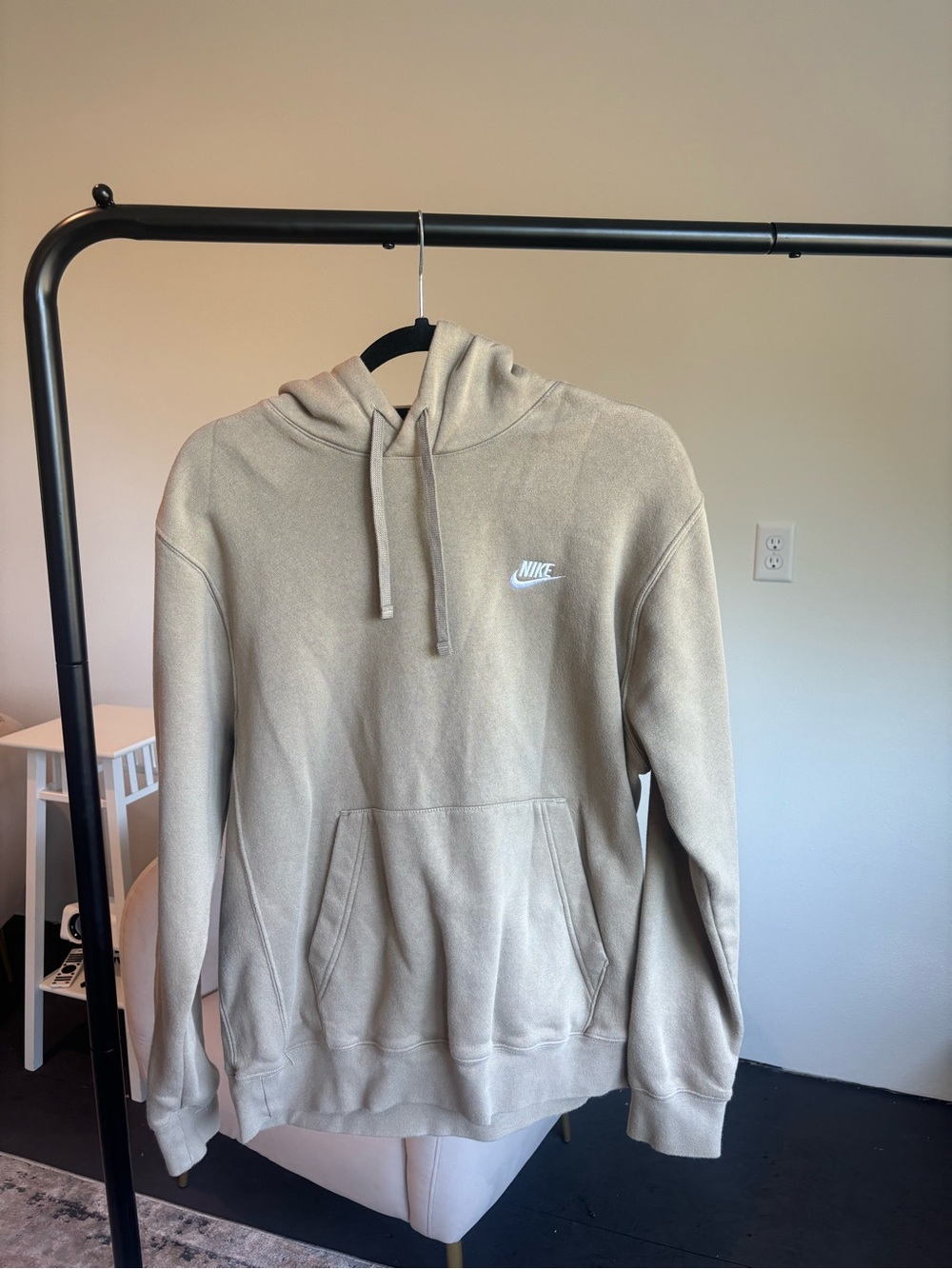 Nike Men's Pullover Hoodie in Light Tan with White Swoosh